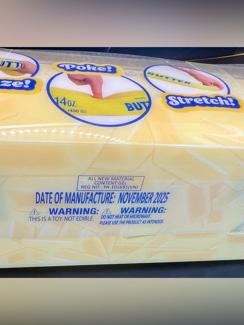 Squeeze Butter Yellow and Blue Squeeeze Butter Toy - Picture 3 of 6